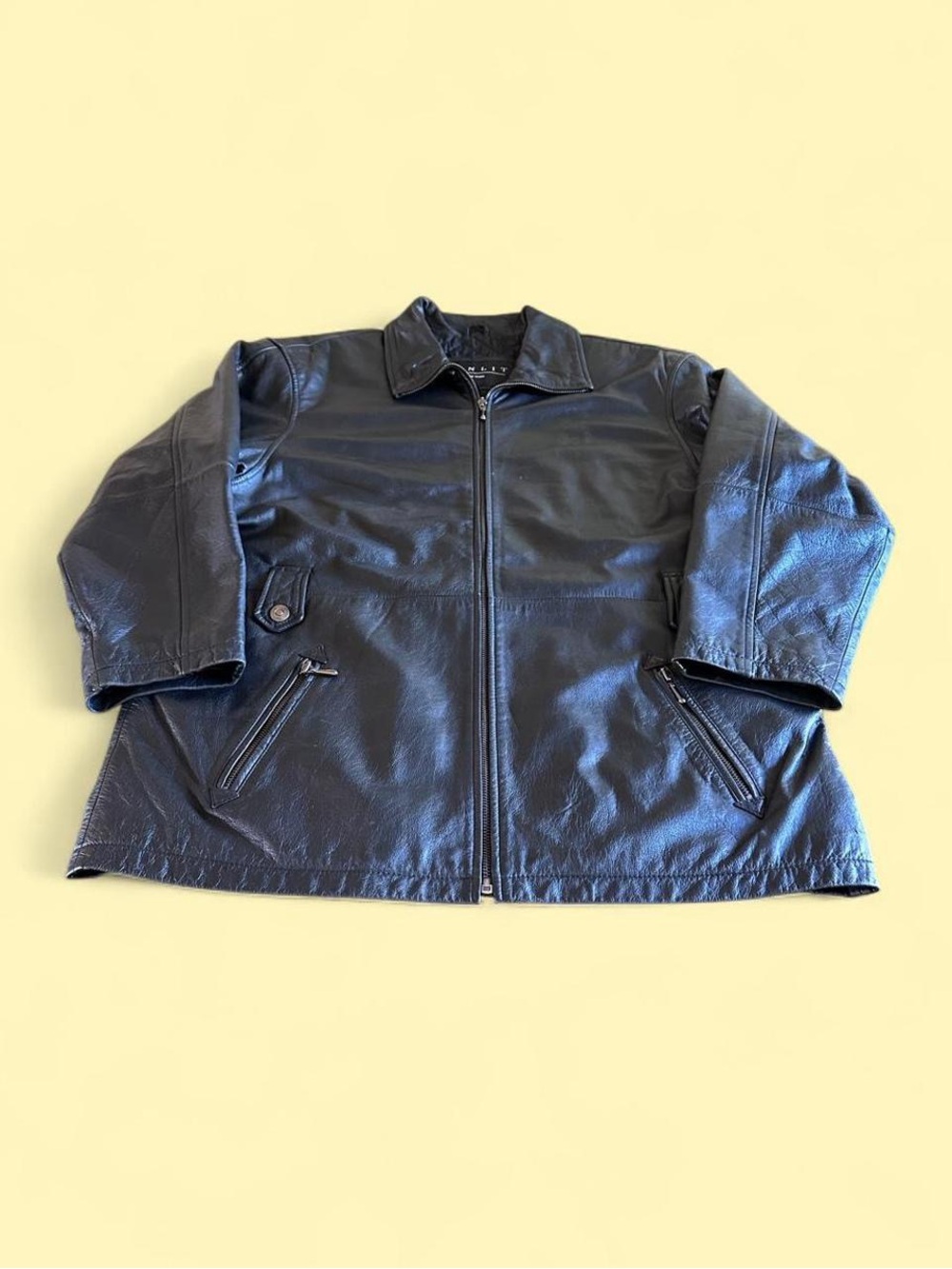 Vintage Winlit New York Black Leather Car Coat Jacket Women’s Size L